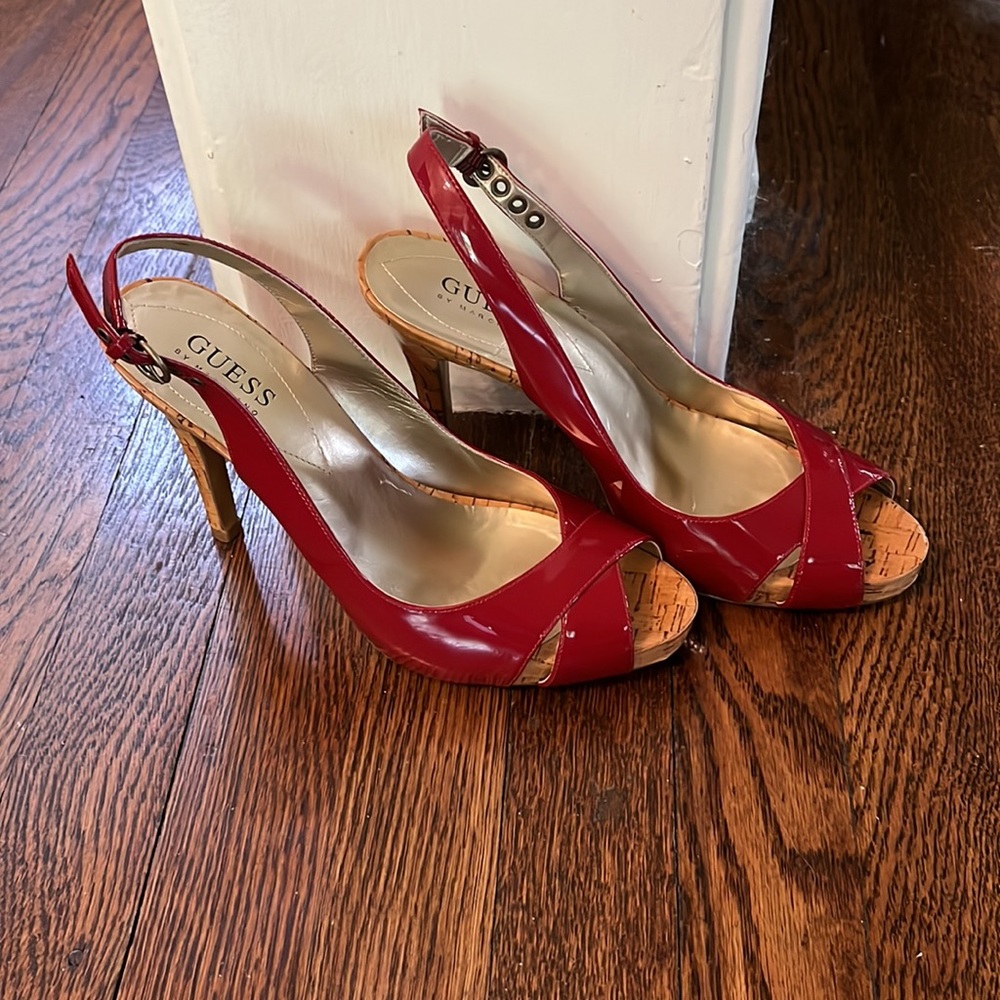 Red Sale! New Guess Red Open Toe High Heels - image 2